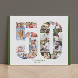 50th Birthday Photo Collage Number 50 Custom Faux Canvas Print