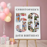 50th Birthday Photo Collage Number 50 Personalized Foam Board<br><div class="desc">50th Birthday Party easel sign - perfect to welcome guests, provide a photo prop and create a fun "do you remember when .. ?" talking point. The photo template is set up for you to upload your pictures to form the number 50. The template uses a mix of square, portrait...</div>