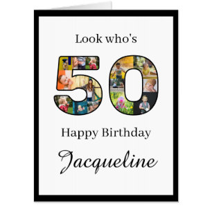 50th Birthday Photo Collage Personalized Card