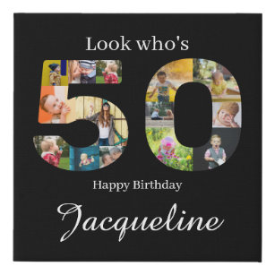 50th Birthday Photo Collage Personalized Faux Canvas Print