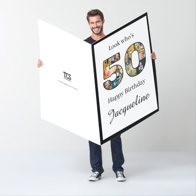 50th Birthday Photo Collage Personalized Giant Card (In Situ)