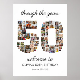 50th Birthday Photo Collage Welcome Poster