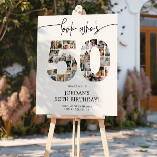 50th Birthday Photo Collage Welcome Sign