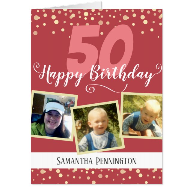 50th Birthday Photo Confetti Card (Front)