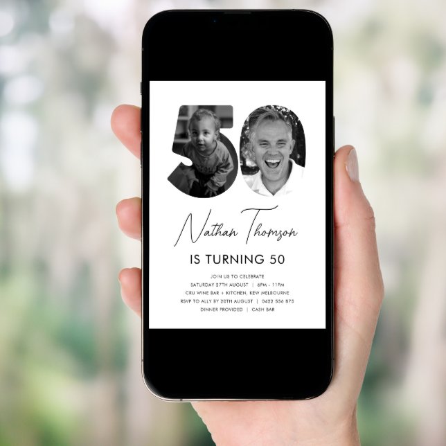 50th Birthday Photo Invitation (Front Digital)