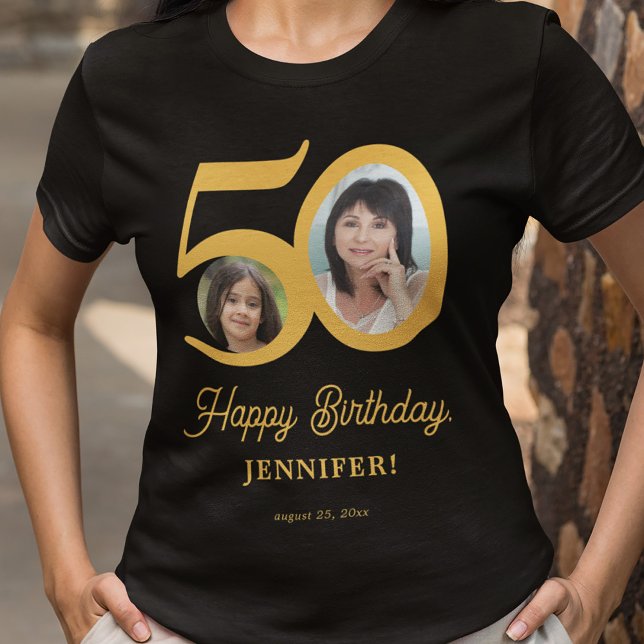 50th Birthday photo name personalized T-Shirt (Creator Uploaded)