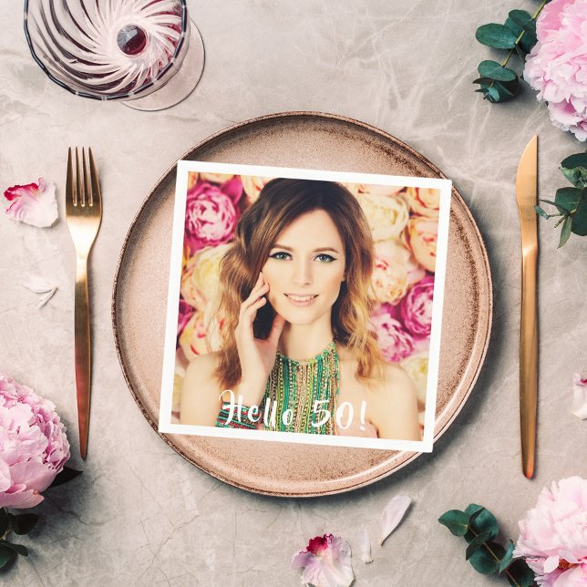 50th birthday photo party napkins (Creator Uploaded)