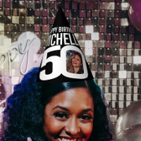 50th birthday photo personalized white black