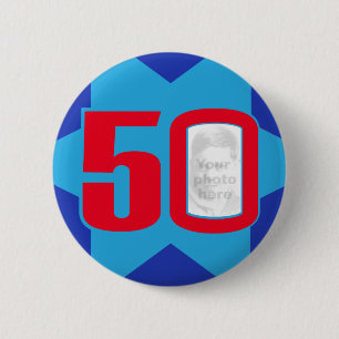 50th Birthday photo star button/badge Button