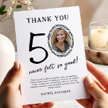 50th Birthday Photo Thank You Card<br><div class="desc">Discover the charm and personal touch of our simple yet elegant birthday thank you cards. Featuring a customizable photo template encased in a playful doodle frame, these cards are not just a thank you note, but a keepsake. With the spirited saying, '50 never felt so good', and space for a...</div>