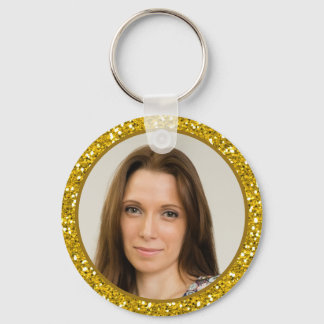 50th Birthday Photo Thank You Favors Gold Glitter Keychain