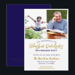 50th Birthday Photograph Gold Blue Invitation<br><div class="desc">A gorgeous 50th birthday party or celebration invitation.
A fabulous gold and dark blue photograph design with lots of space for your party details - perfect to announce a celebration for a fiftieth birthday party.</div>