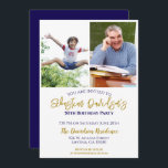 50th Birthday Photograph Gold Blue Invitation<br><div class="desc">A gorgeous 50th birthday party or celebration invitation.
A fabulous gold and dark blue photograph design with lots of space for your party details - perfect to announce a celebration for a fiftieth birthday party.</div>