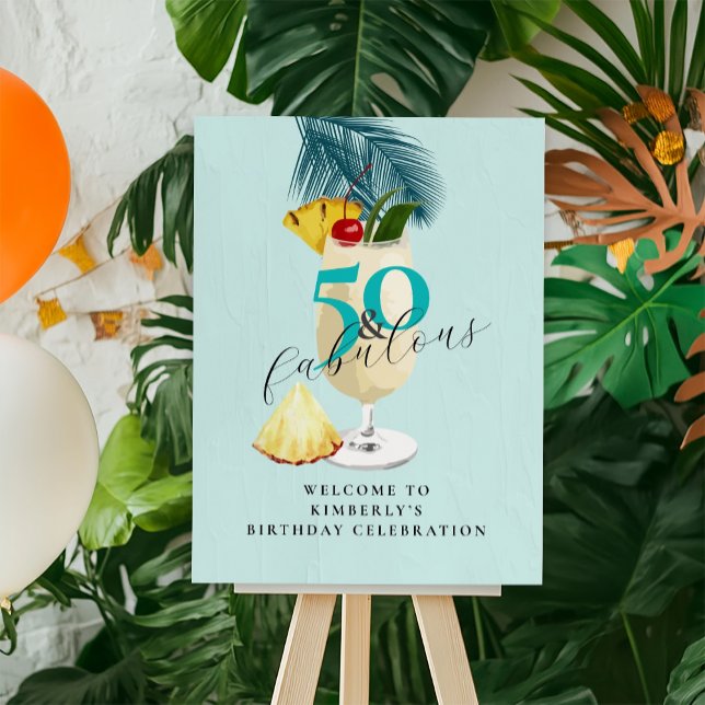 50th Birthday Pineapple Cocktail Summer Party  Foam Board (Creator Uploaded)