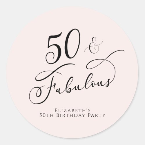 50th Birthday Pink Classic Round Sticker