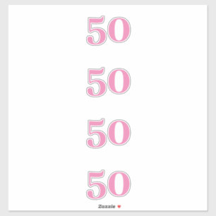 50th Birthday Pink Custom Age Number Fifty Pattern Sticker