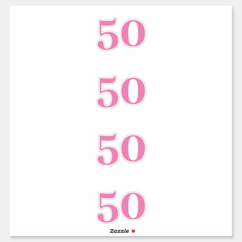 50th Birthday Pink Custom Age Number Fifty Pattern Sticker