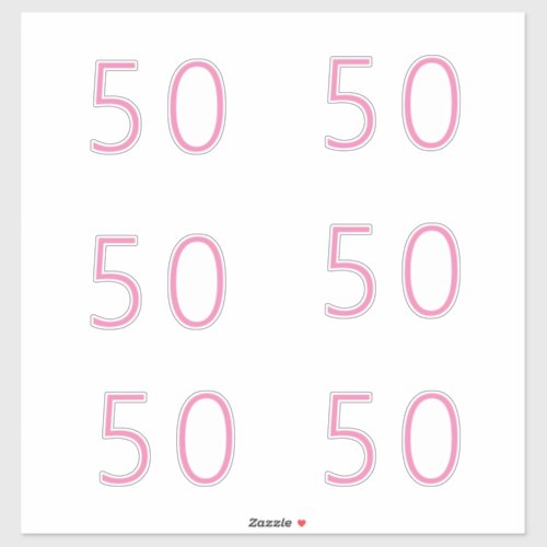 50th Birthday Pink Custom Age Number Fifty Pattern Sticker