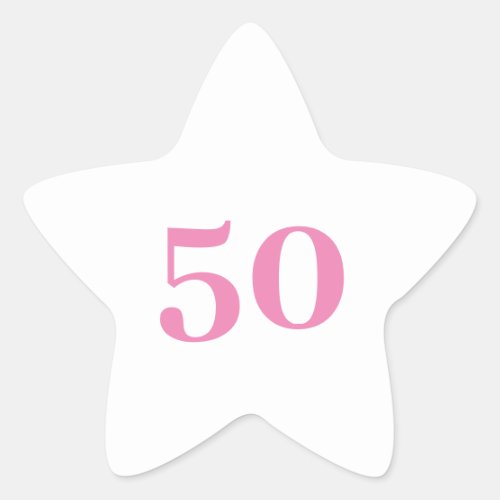 50th Birthday Pink Custom Age Number Fifty Trendy Star Sticker