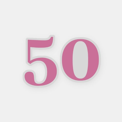 50th Birthday Pink Custom Age Number Fifty Trendy Sticker