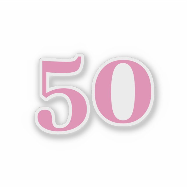 50th Birthday Pink Custom Age Number Fifty Trendy Sticker (Front)