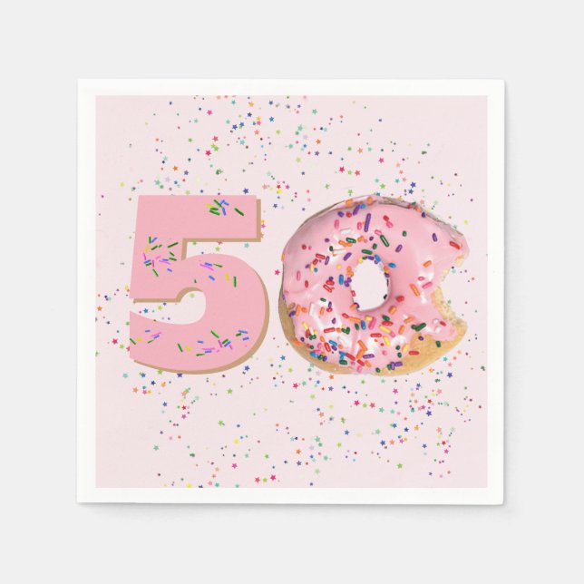 50th Birthday Pink Donut  Napkins (Front)