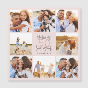 50th birthday pink girly glitter Magnetic Card