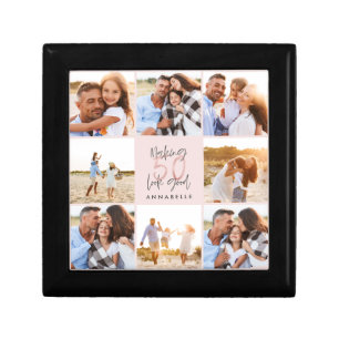 50th birthday pink girly glitter photo collage thr gift box