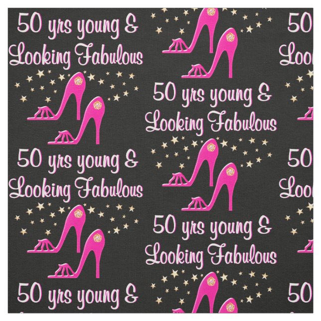 50TH BIRTHDAY PINK HIGH HEEL FABRIC (Swatch)