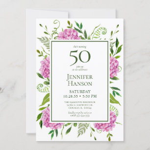 50th Birthday Pink Hydrangeas Card Request