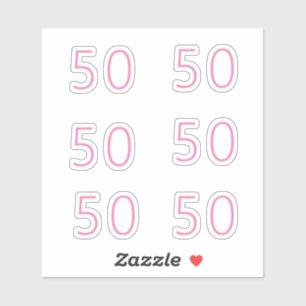 50th Birthday Pink Number Fifty Pattern Custom Age Sticker