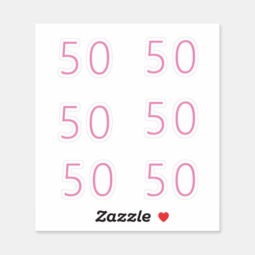 50th Birthday Pink Number Fifty Pattern Custom Age Sticker