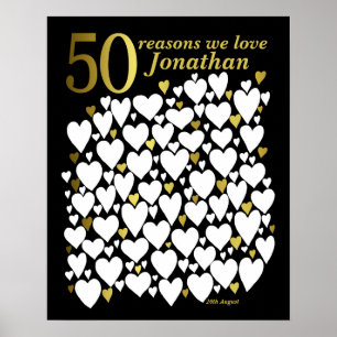 50th Birthday Poster - 50 Reasons We Love You Gift