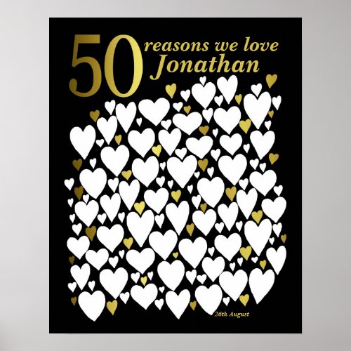 50th Birthday Poster _ 50 Reasons We Love You Gift