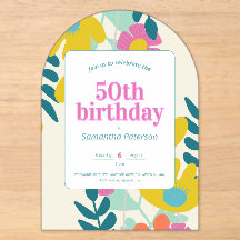 50th birthday pretty colorful floral modern