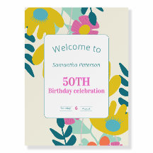 50th birthday pretty colorful floral modern