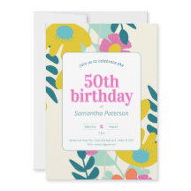50th birthday pretty colorful floral modern