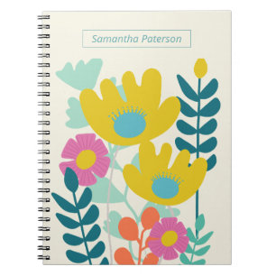 50th birthday pretty colorful floral modern notebook