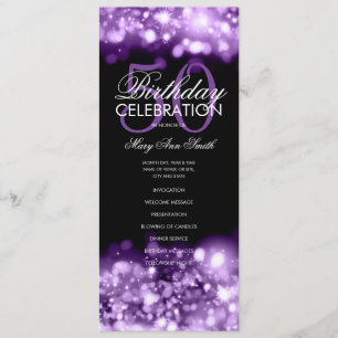 50th Birthday Program Glam Lights Purple w/ Menu