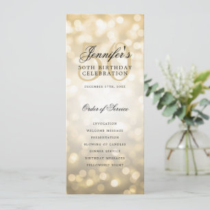 50th Birthday Program Gold Bokeh Menu+Thank You