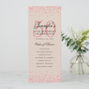 50th Birthday Program Rose Gold Confetti Champagne