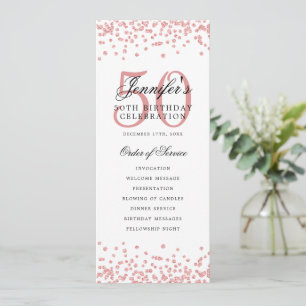 50th Birthday Program Rose Gold Menu 