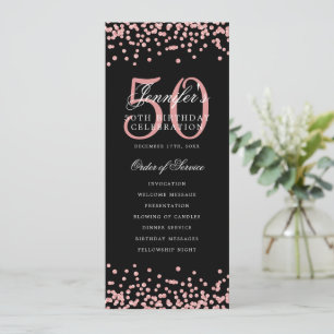 50th Birthday Program Rose Gold Menu Black