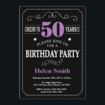 50th Birthday Purple and Black Chalkboard Invitation<br><div class="desc">50th Birthday Invitation Purple and Black Typography. Chalkboard. Black and White Background. Adult Birthday. Male Men or Women Birthday. Kids Boy or Girl Lady Teen Teenage Bday Invite. 13th 15th 16th 18th 20th 21st 30th 40th 50th 60th 70th 80th 90th 100th. Any Age. For further customization, please click the "Customize...</div>