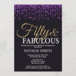 50th Birthday Purple and Gold Glitter Invitation<br><div class="desc">50th Birthday invitation. Fifty and Fabulous. Black Purple and Gold Glitter. Adult Birthday Party. For Men or Women. For further customization,  please click the "Customize it" button and use our design tool to modify this template.</div>