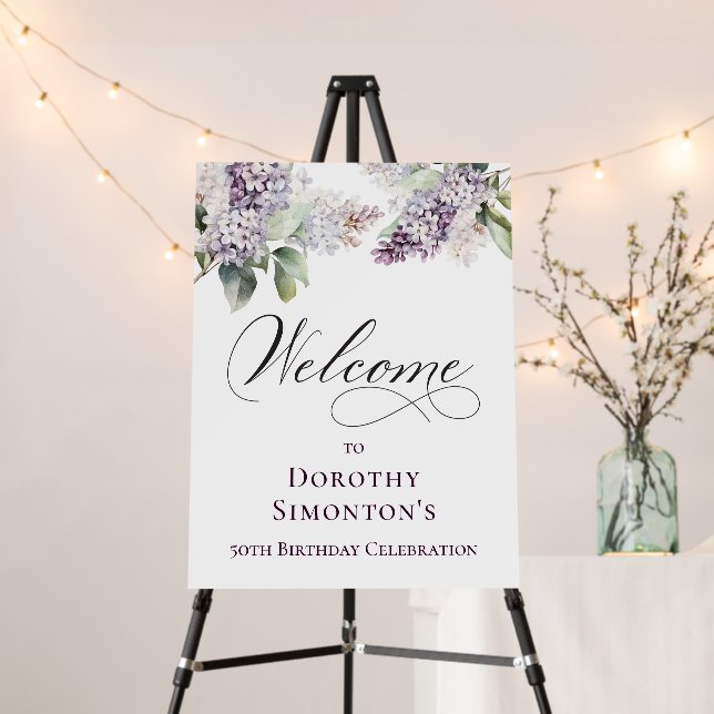 50th Birthday Purple Lilac Spring Flower Foam Board (In Situ (Stand))