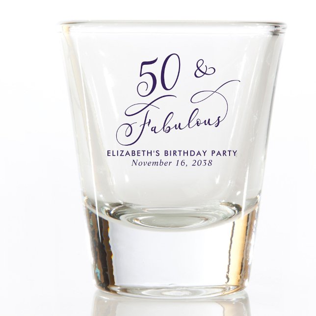 50th Birthday Purple Party Favor Shot Glass (Creator Uploaded)