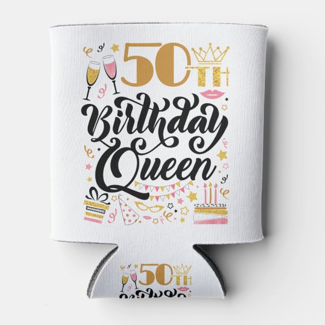 50th Birthday Queen Can Cooler (Front)