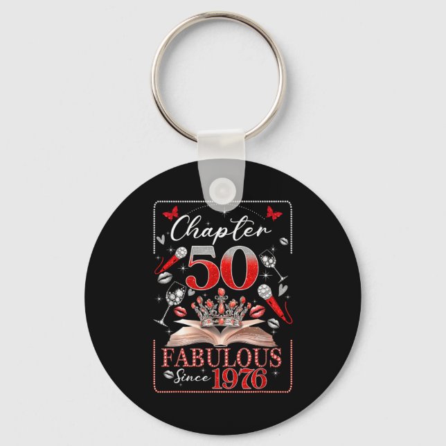 50th Birthday Queen Chapter 50 Fabulous Since 1976 Keychain (Front)