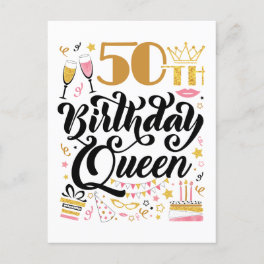 50th Birthday Queen Postcard